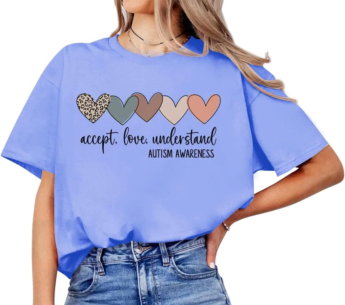 Мужская футболка с v-образным вырезом Accept Understand Love, Carolina Blue-1