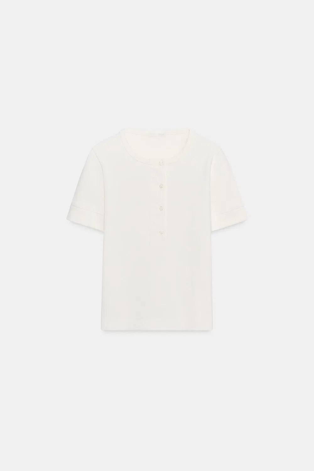 Футболка в рубчик с пуговицами ZARA, white — фото 4
