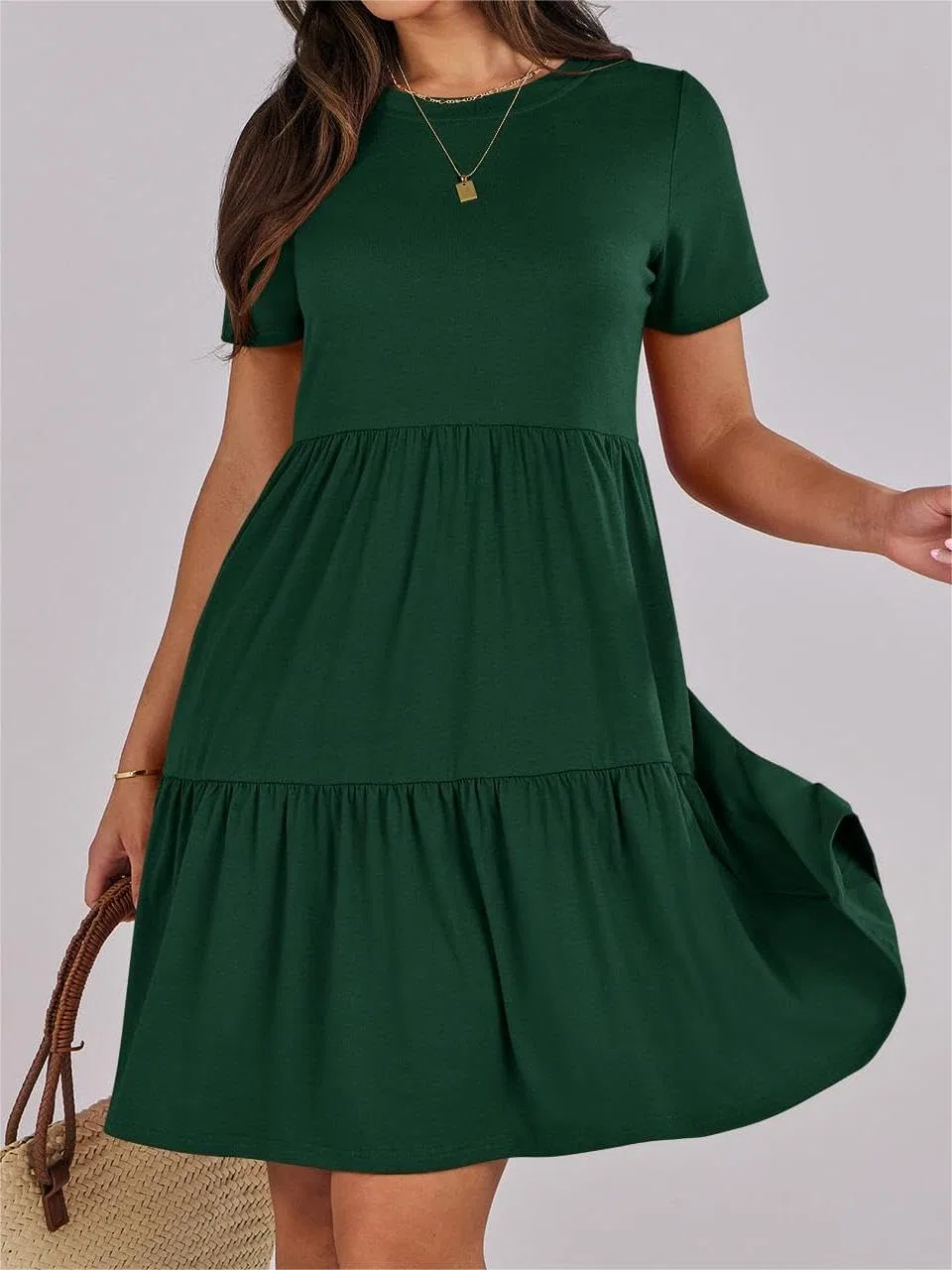 Женское летнее платье-футболка A-line сумеречное, Dark Green — фото 3