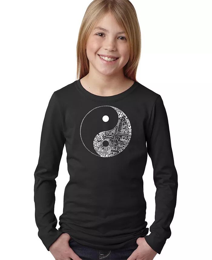 

Футболка с длинным рукавом Big Girl's Word Art - YIN YANG LA Pop Art, черный