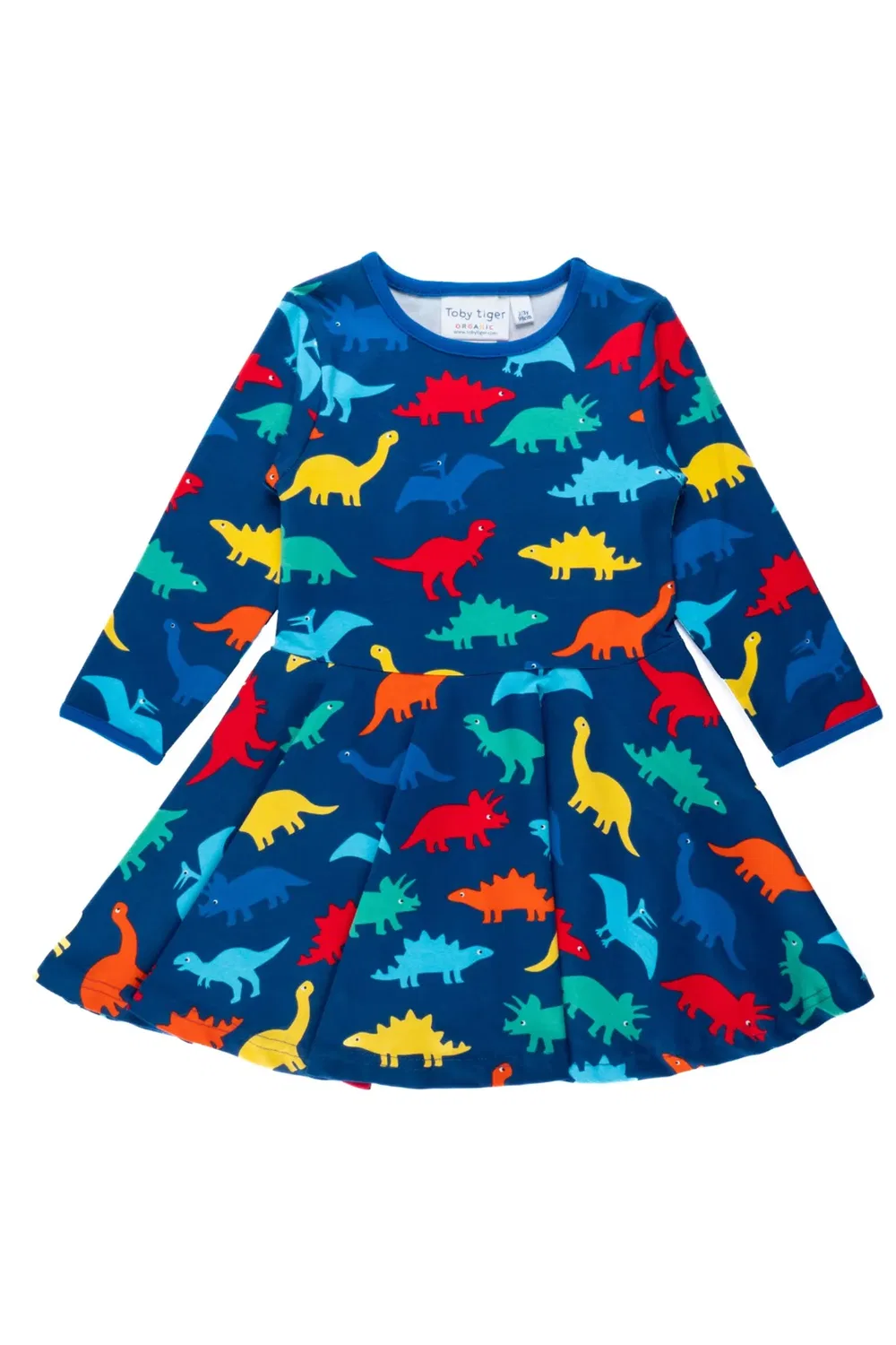 Детское платье-трапеция с принтом Rainbow Dinosaur Toby Tiger, Multi — фото 2