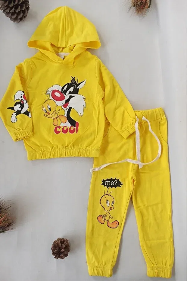Детский спортивный комплект для девочек с принтом Yellow Hooded Chick Cool Pattern Dubi Baby, Yellow — фото 2
