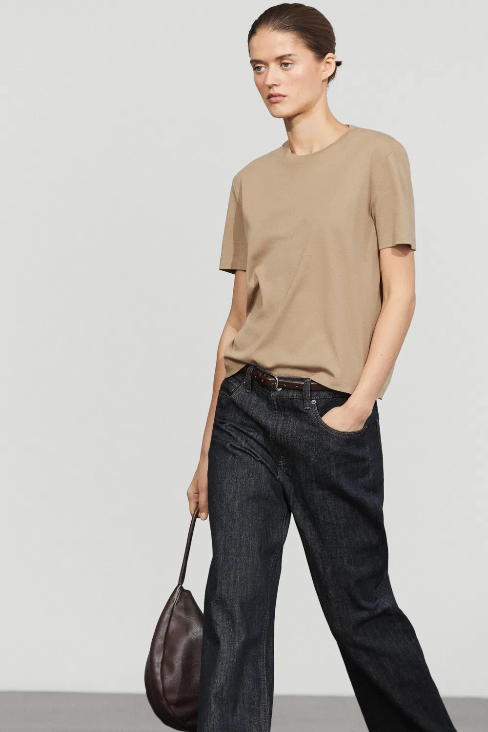 Футболка с коротким рукавом стандартного кроя Massimo Dutti, Stone — фото 2