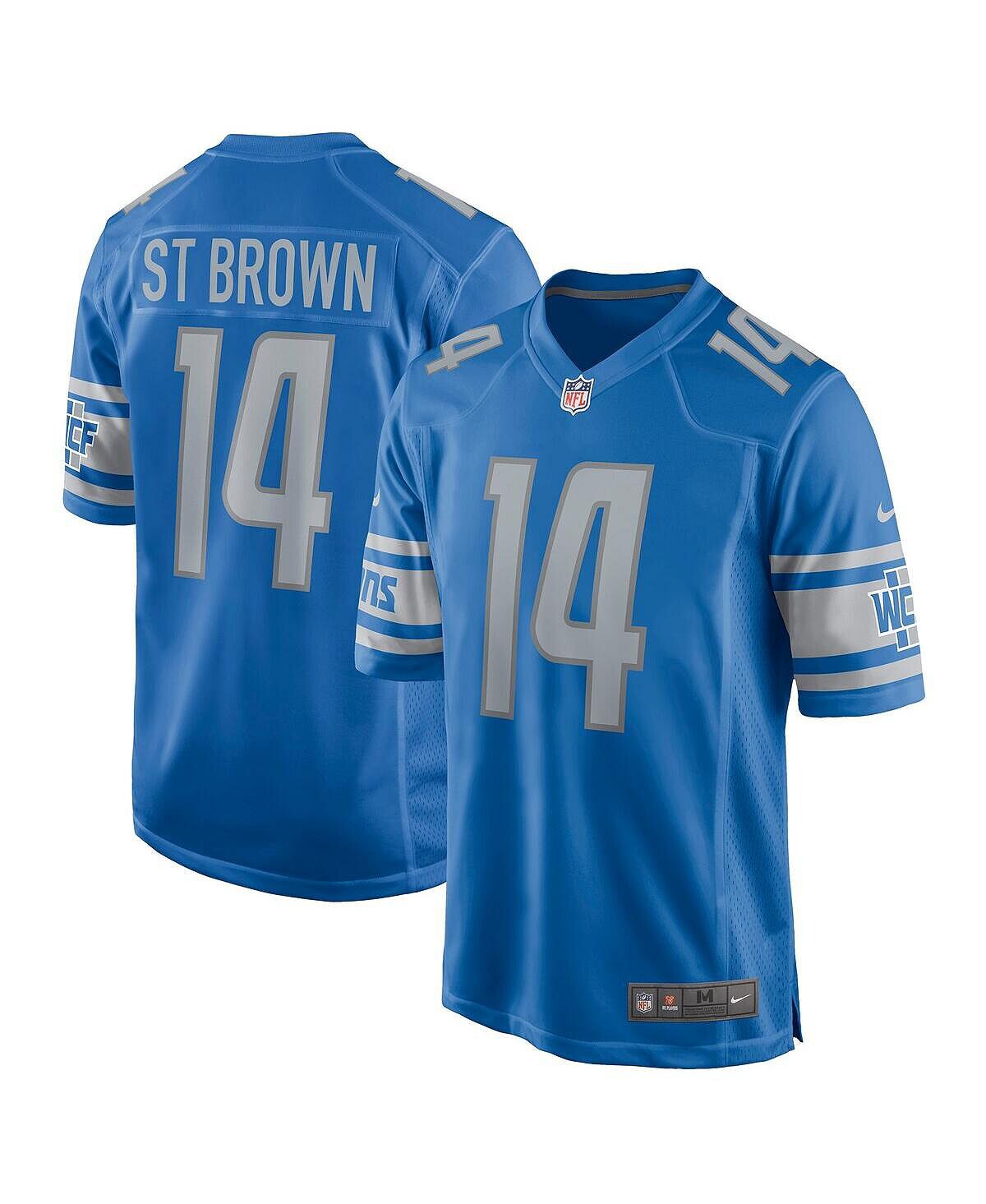 

Мужская футболка amon-ra st. brown blue detroit lions game player Nike, синий