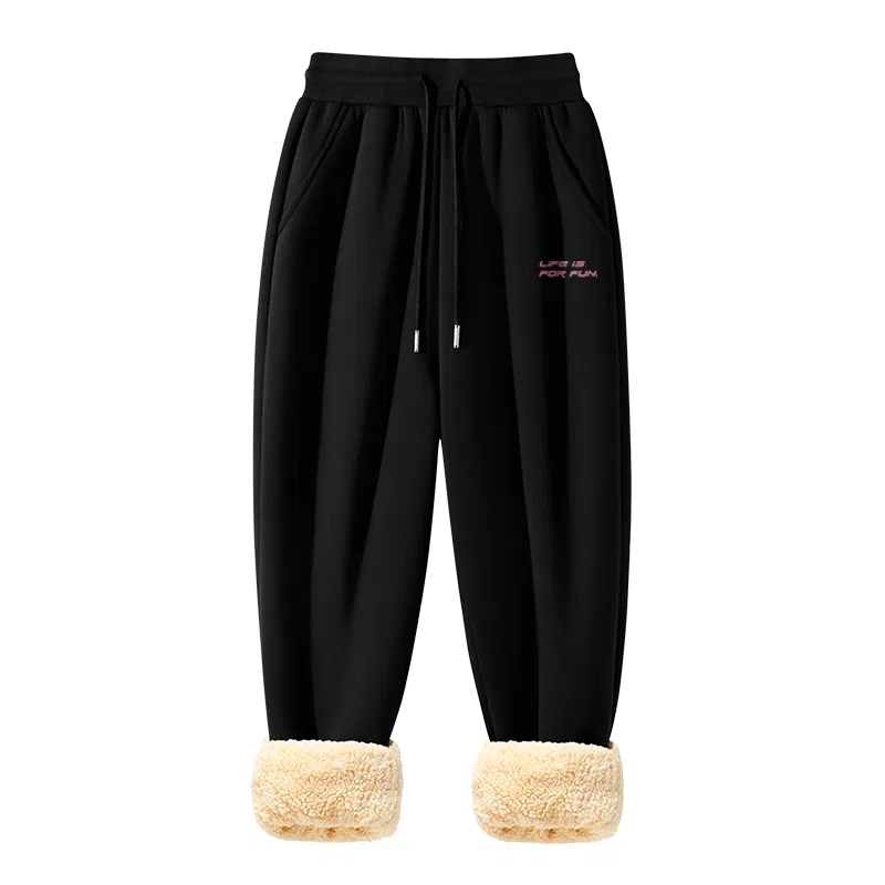 Детские утепленные штаны на флисе с манжетами MINISO, Gray (B Brush Stroke Fun Pants Logo) — фото 3
