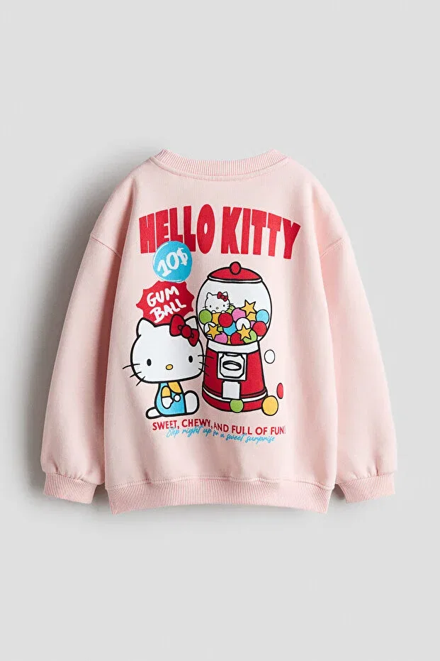 Детские свитшот для девочек с принтом Hello Kitty H&M, Light Pink Hello Kitty — фото 2