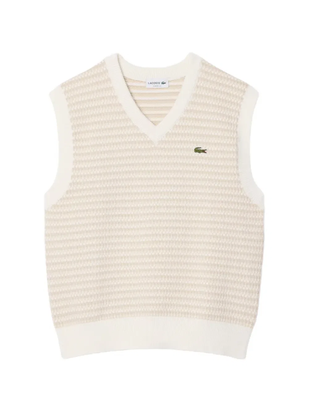 Топ с V-образным вырезом и нашивкой-логотипом Lacoste, бежевый