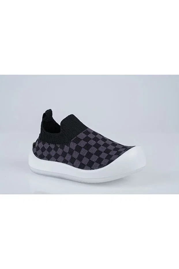 Детские туфли для девочек с узором Checkerboard Walkids, Black Gray — фото 2