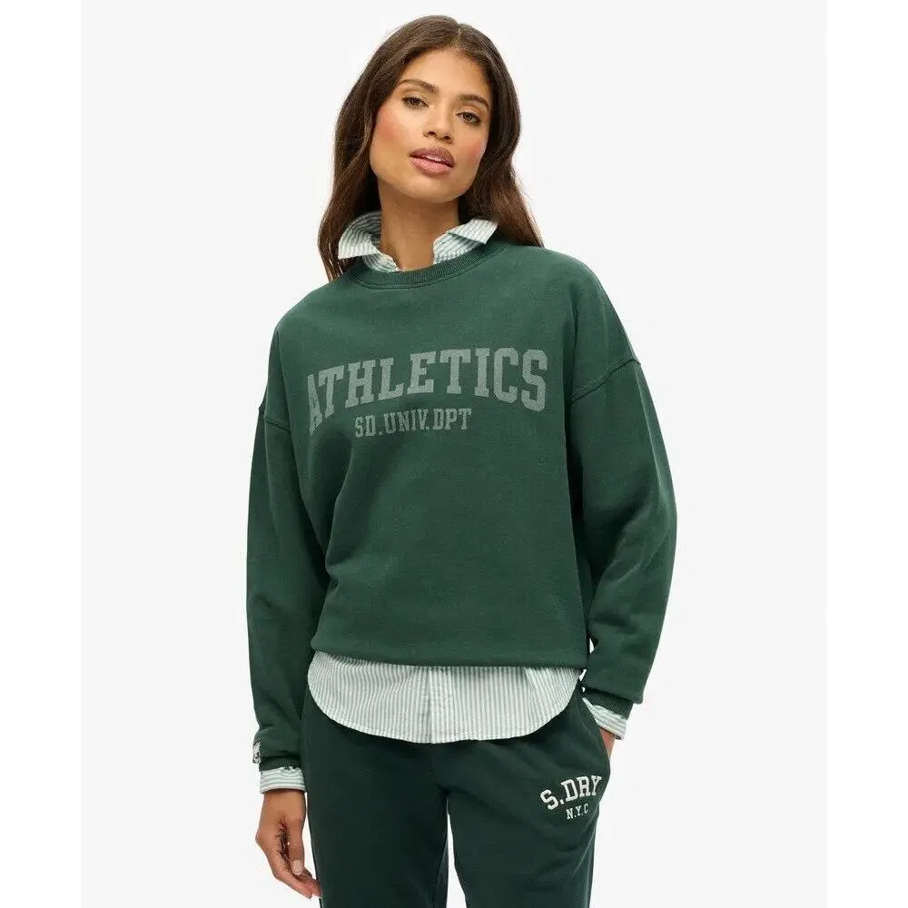 Женский свитшот с длинным рукавом Ath Ess Relaxed Crew Superdry, Grun — фото 2