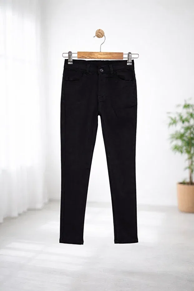 Детские брюки для девочек из габардина Basics Tinytrends, Black — фото 3