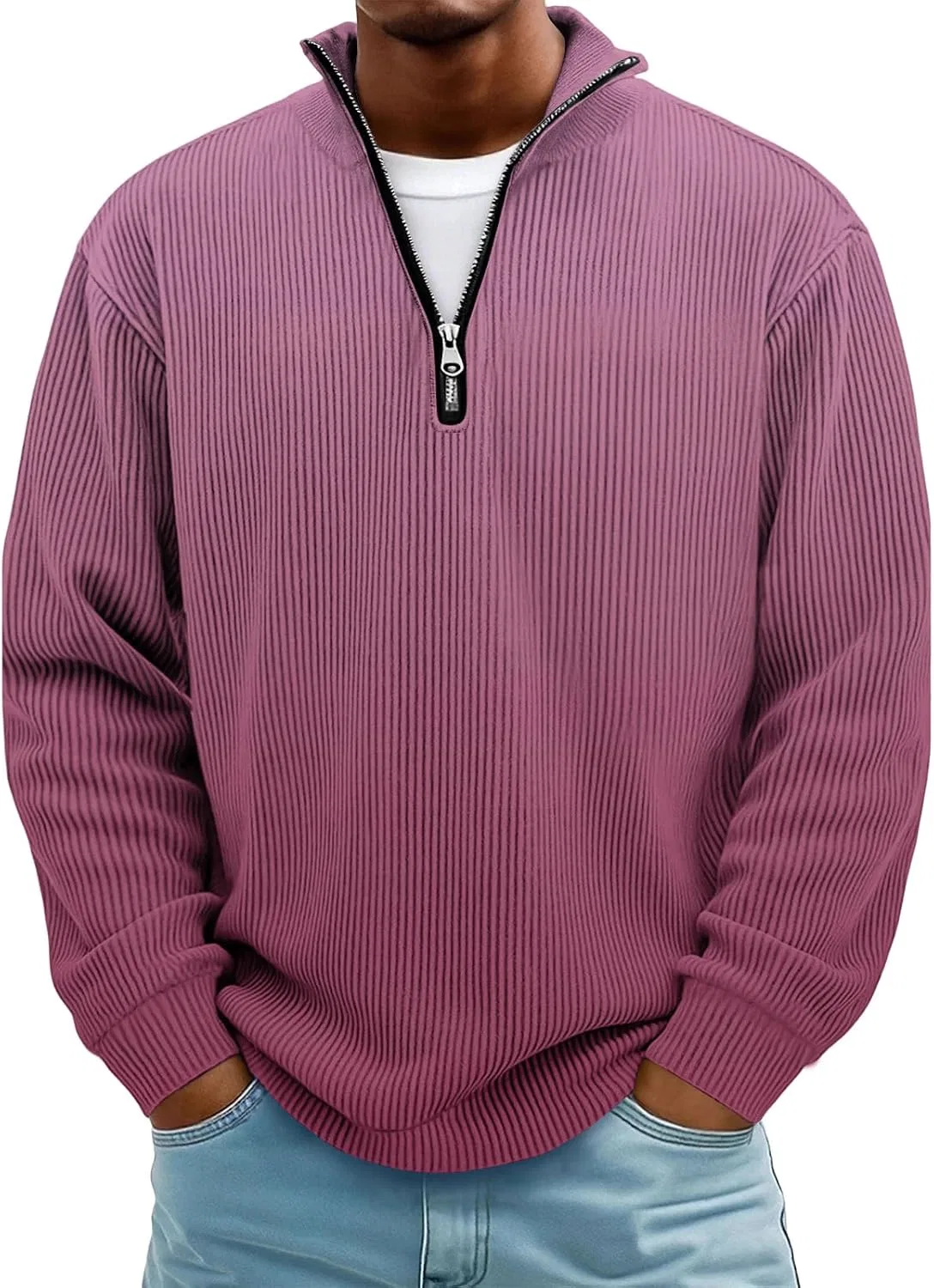 Мужская футболка с длинным рукавом хенли Regular Fit Generic, Hot Pink — фото 2