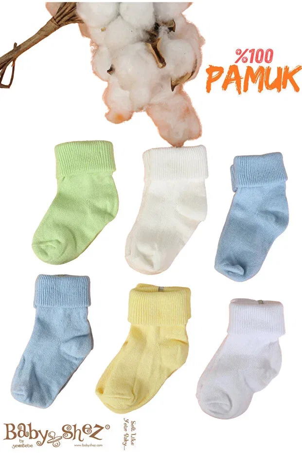 Детские носки для новорожденных хлопковые 6 пар Baby Shez, Blue