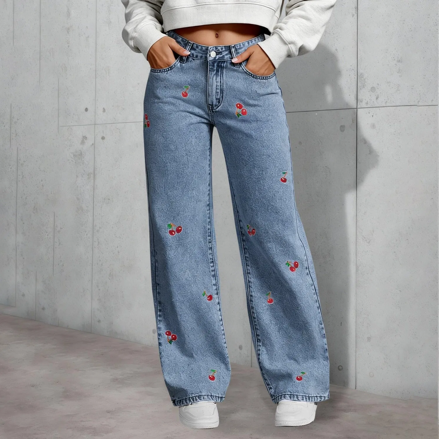 Женские джинсы с принтом Palace Denim, Blue — фото 2
