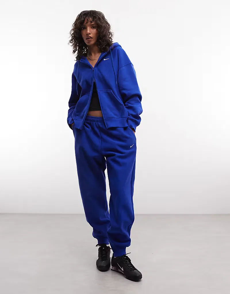 Спортивные брюки Nike Studio Fleece из плотной флиса оверсайз, синий