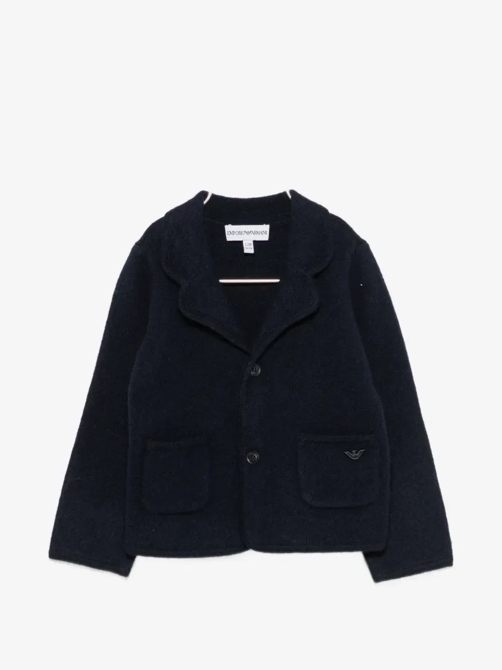 Кардиган на пуговицах с вышитым логотипом Emporio Armani Kids, синий