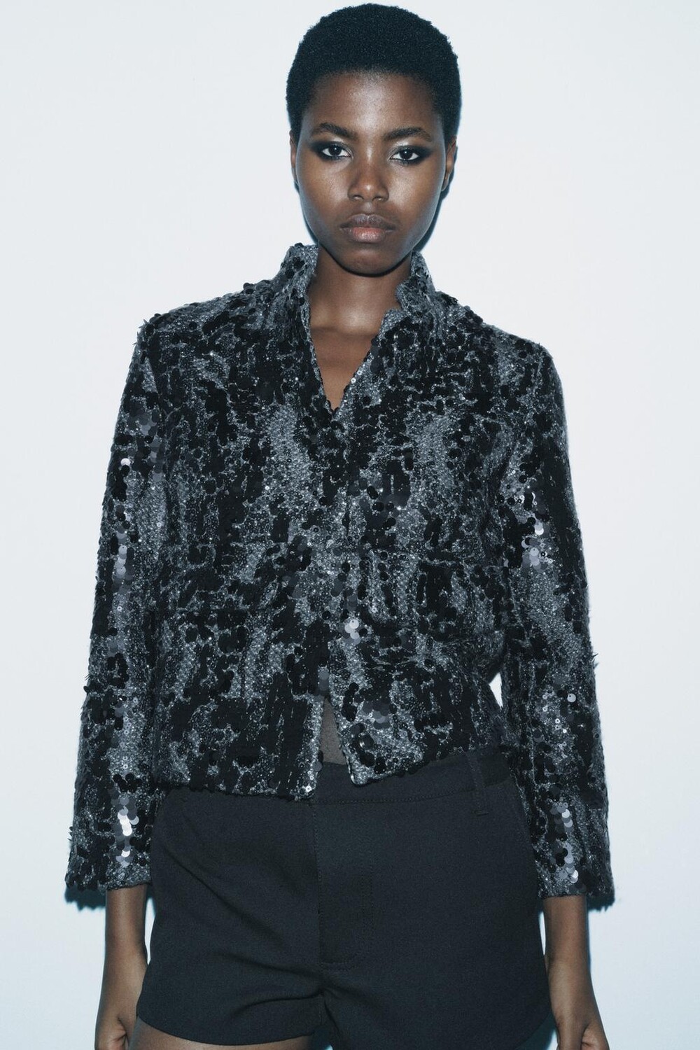 

Куртка с пайетками ZARA, серый