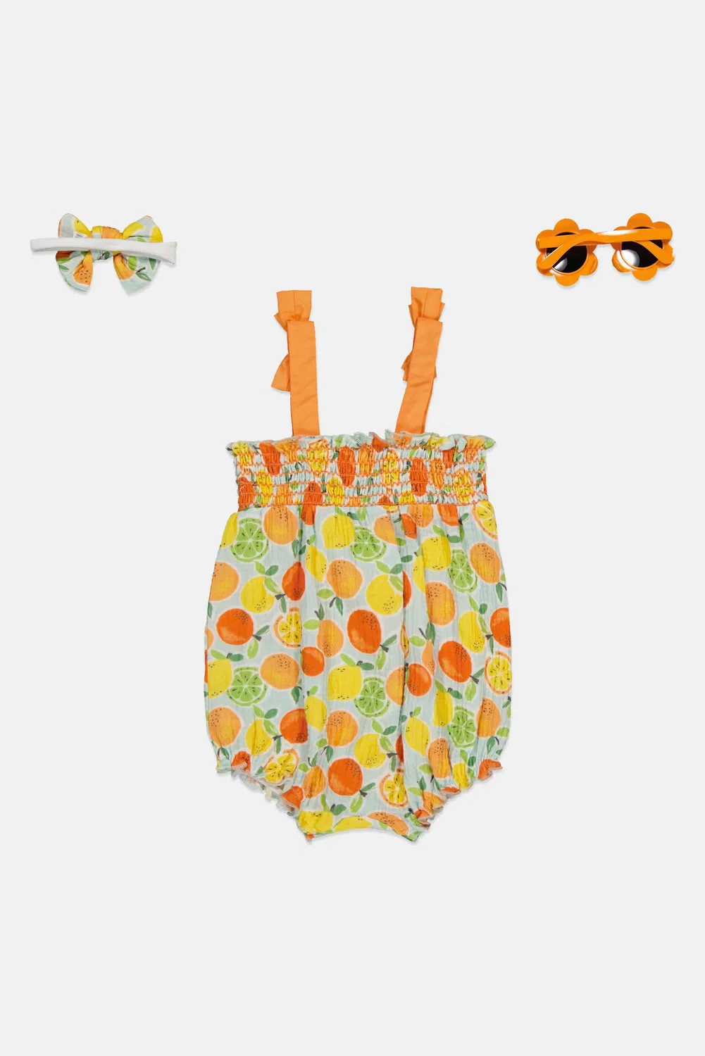 Боди-комбинезон с принтом комплект с повязкой и очками Baby Essentials, цветочный — фото 3