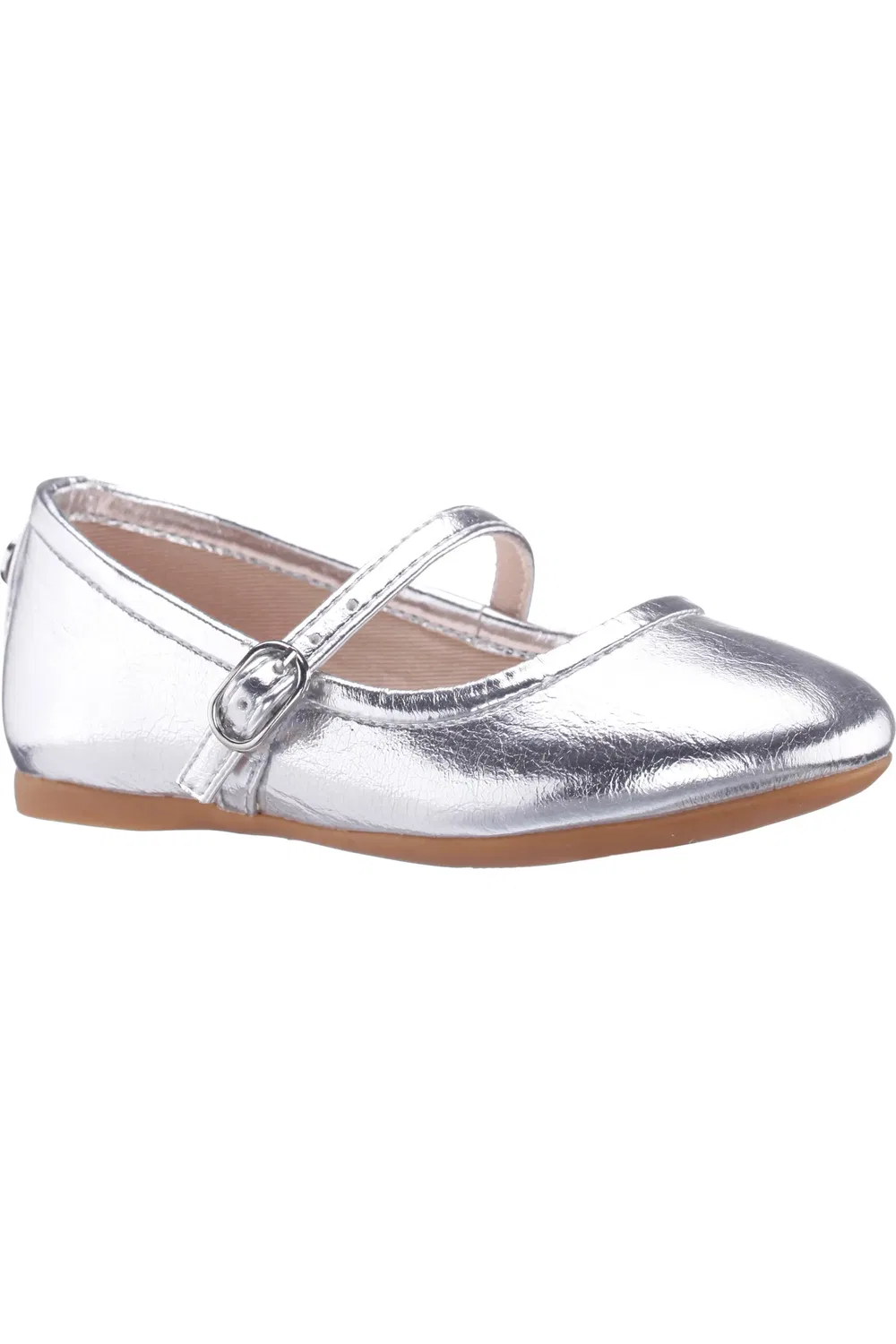 Туфли детские балетки с регулируемым ремешком Nicola Mary Jane Flat Nina, Silver Metallic