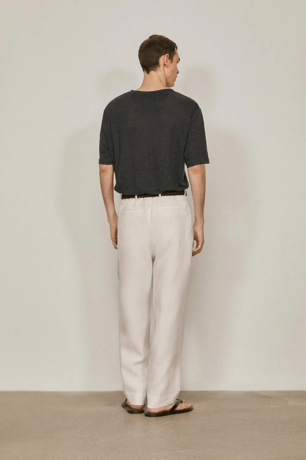 Футболка с коротким рукавом из 100% льна - ограниченная серия Massimo Dutti, Lead — фото 3