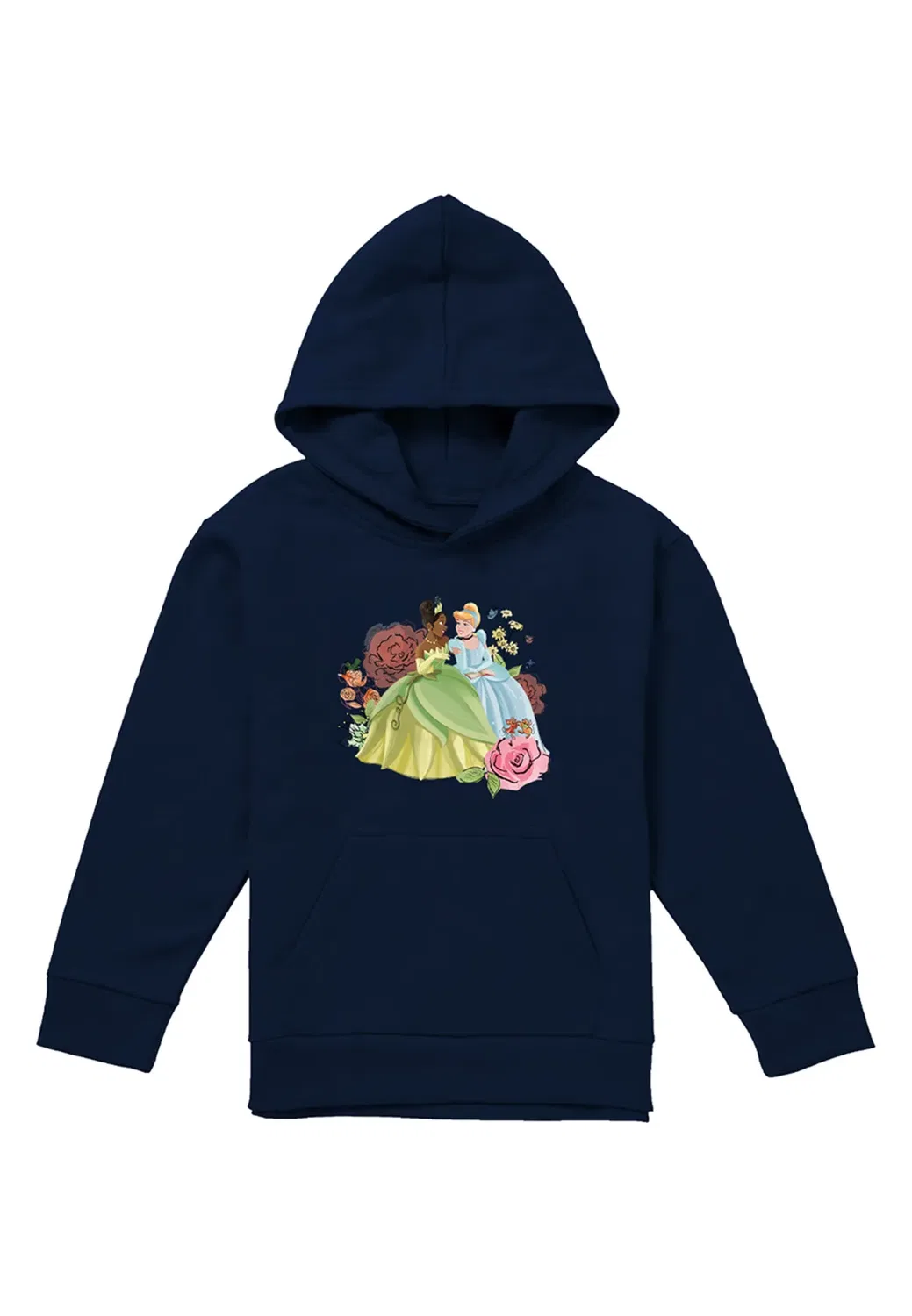 Детский худи с принтом Princess Tiana and Cinderella in the Garden Disney, Navy
