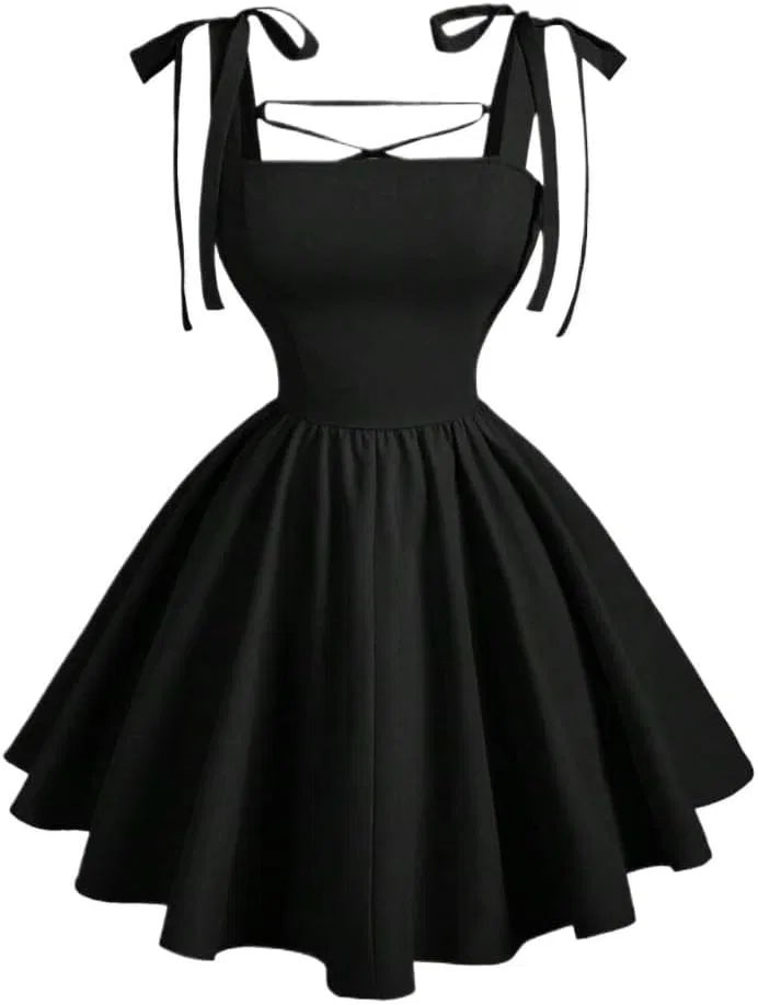 Женское короткое ками-платье с цветблоком Backless Bowknot, Black
