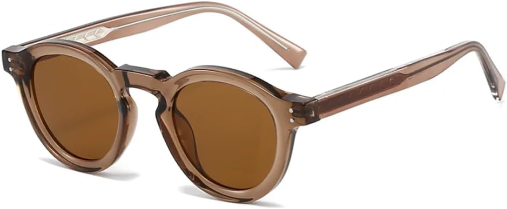 

Классические винтажные круглые солнцезащитные очки для мужчин, женщин и унисекс, с металлическим сердечником, защита от УФ-излучения UV400, для путешествий UATXTAU, Brown Tea