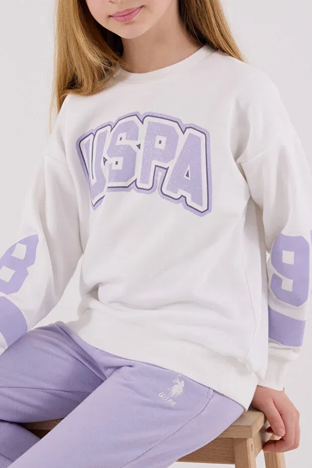 Детский спортивный костюм для девочек хлопковый U.S. Polo Assn., White — фото 3