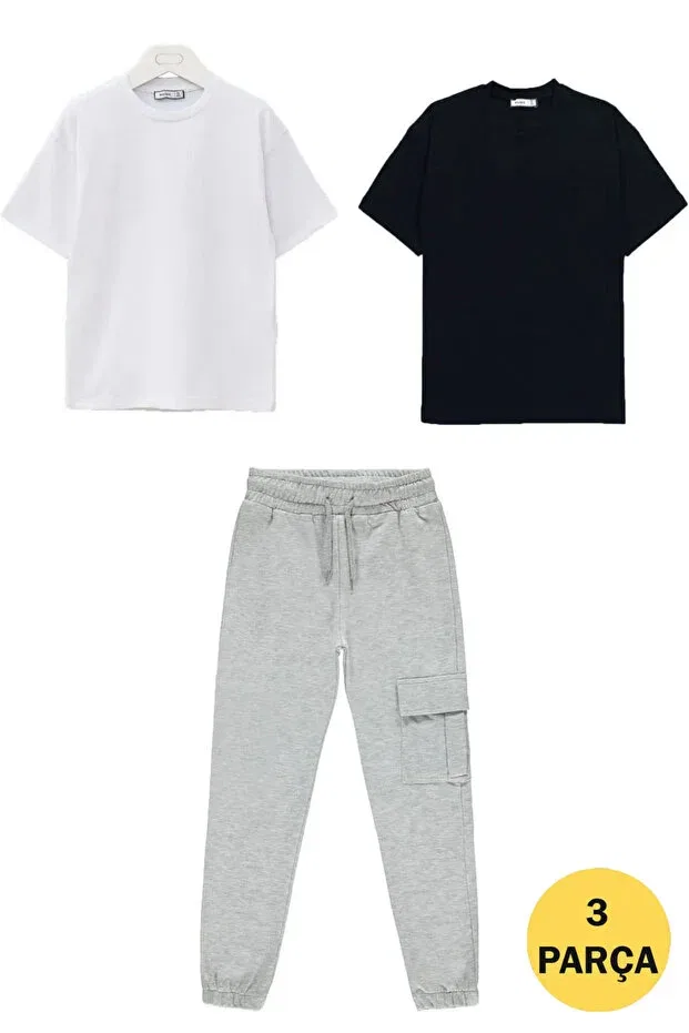Детский комплект для девочек из 3 предметов Basics Cm Buseyiz, Gray Black And White