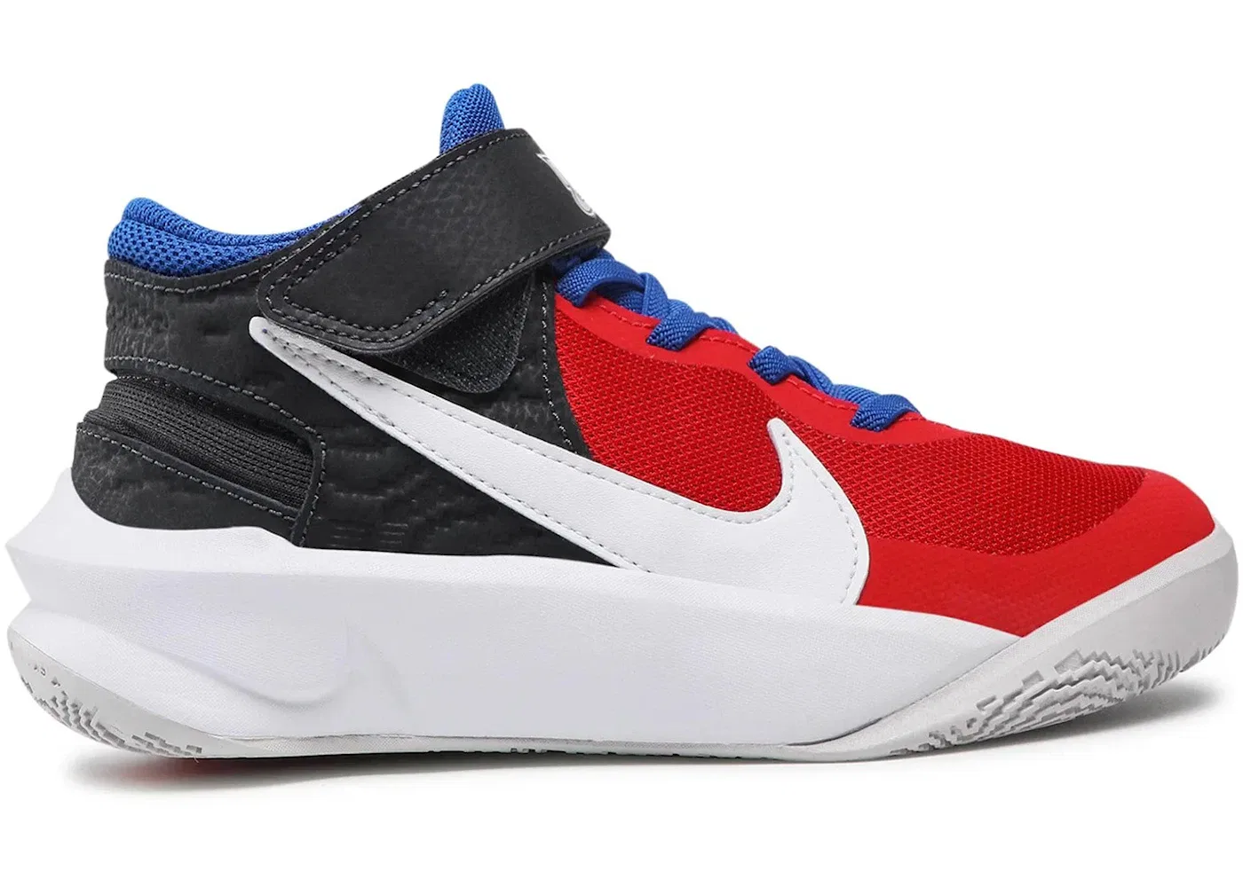Детские кроссовки для мальчиков с технологией Flyease Nike Team Hustle D 10 Flyease Nike, Off Noir/University Red/Game Royal/White