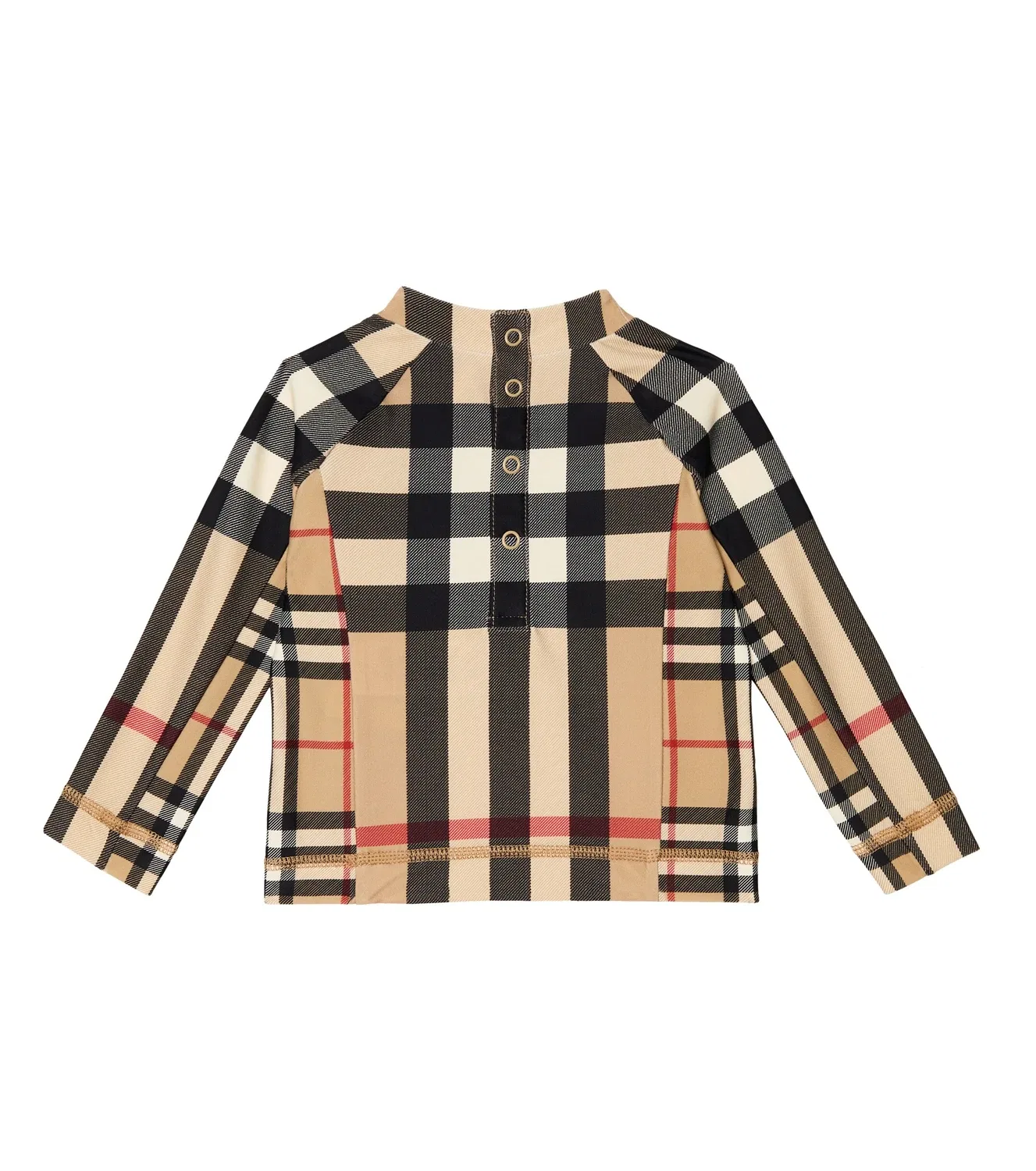 Рашгард в винтажную клетку Burberry Kids, бежевый — фото 2