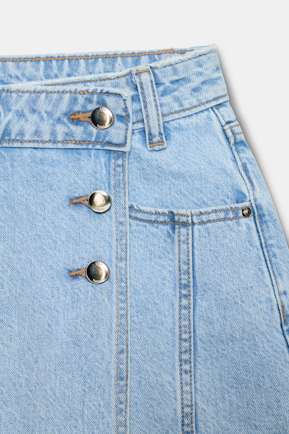 Юбка-шорты Zara Z1975 Wrap Denim, светло-синий — фото 3