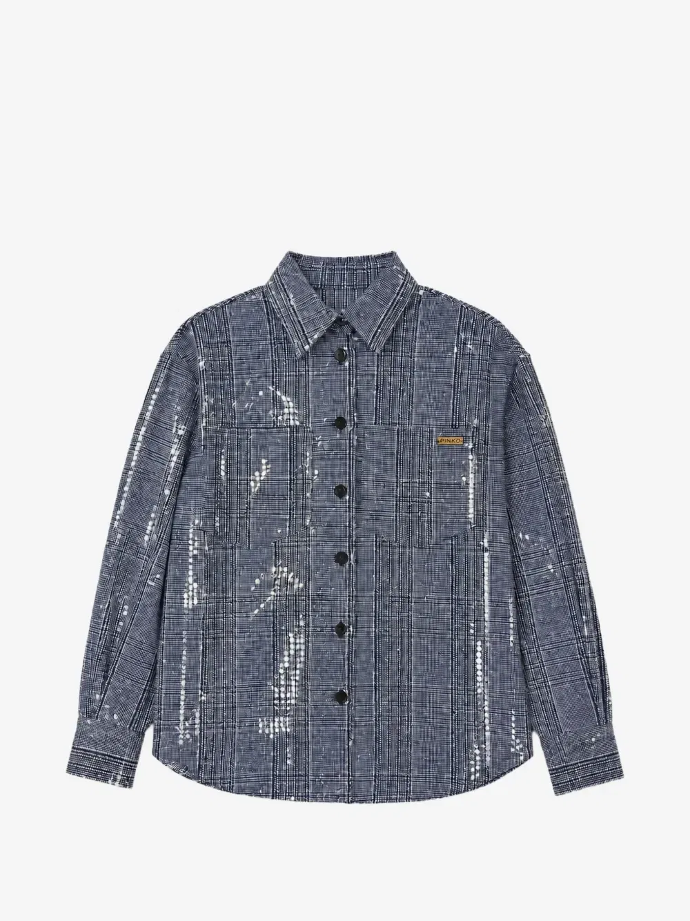 Рубашка в клетку с пайетками Pinko Kids, синий