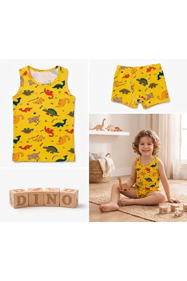Детский комплект боксеров для мальчиков хлопковый с принтом Elmas Kids, Yellow