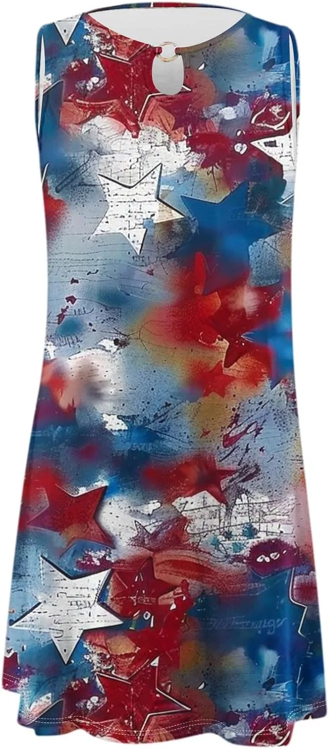 Женское летнее платье с принтом A-силуэта, Multicolor