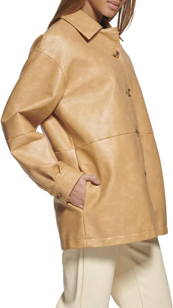 Женский свободный пиджак Levi's из искусственной кожи, Tan — фото 3