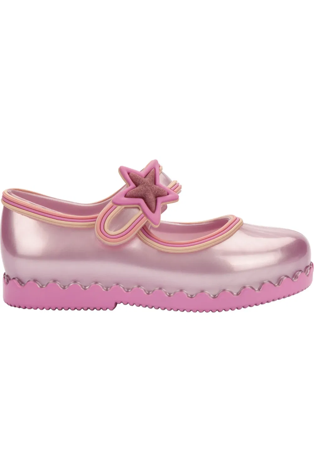 Туфли детские балетки на липучке Hip Ballerina Mary Jane Flat Mini Melissa, Pearly Pink — фото 2