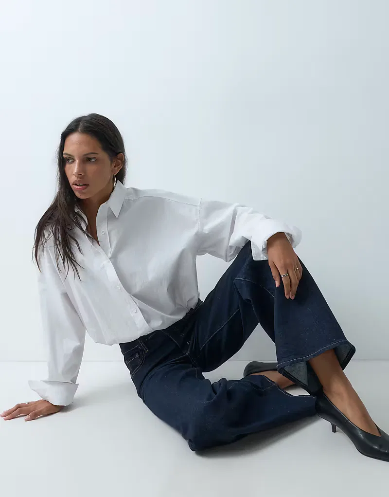 Джинсы Levi's 728 с высокой посадкой и широкими штанинами, темно-синие — фото 4