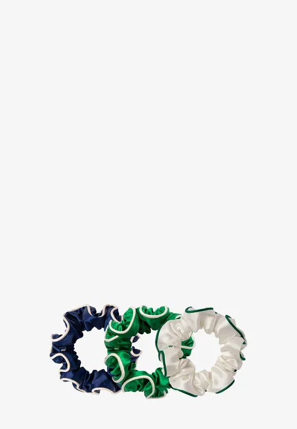 Резинка для волос из шелка, комплект из 3 штук, Large Scrunchies Slip, White, Clover Club, Navy