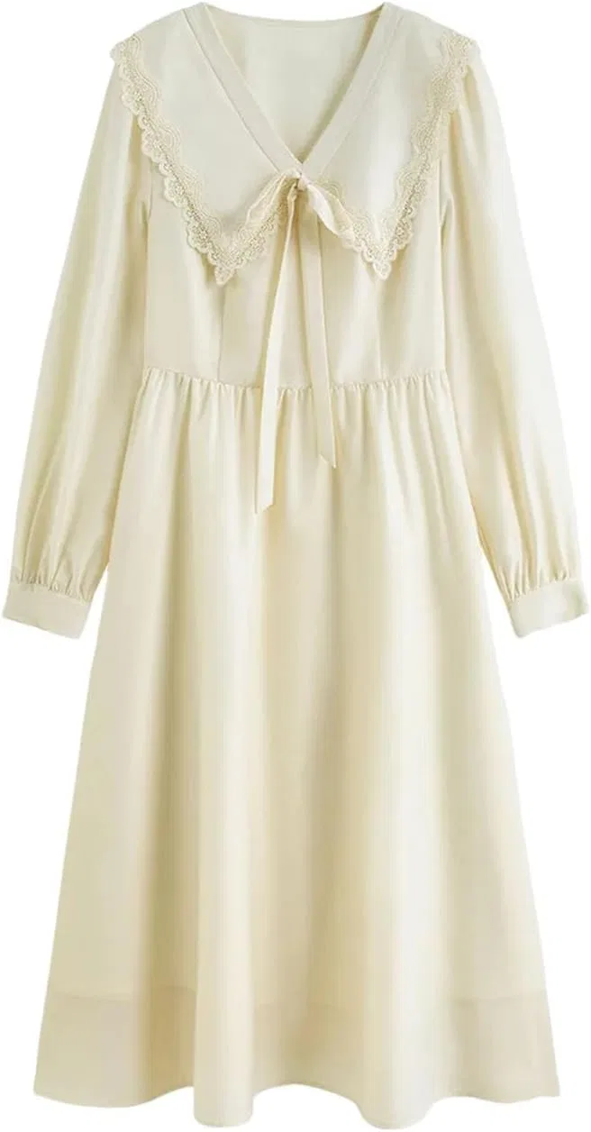 Женское A-силуэта платье с лацканами, Beige