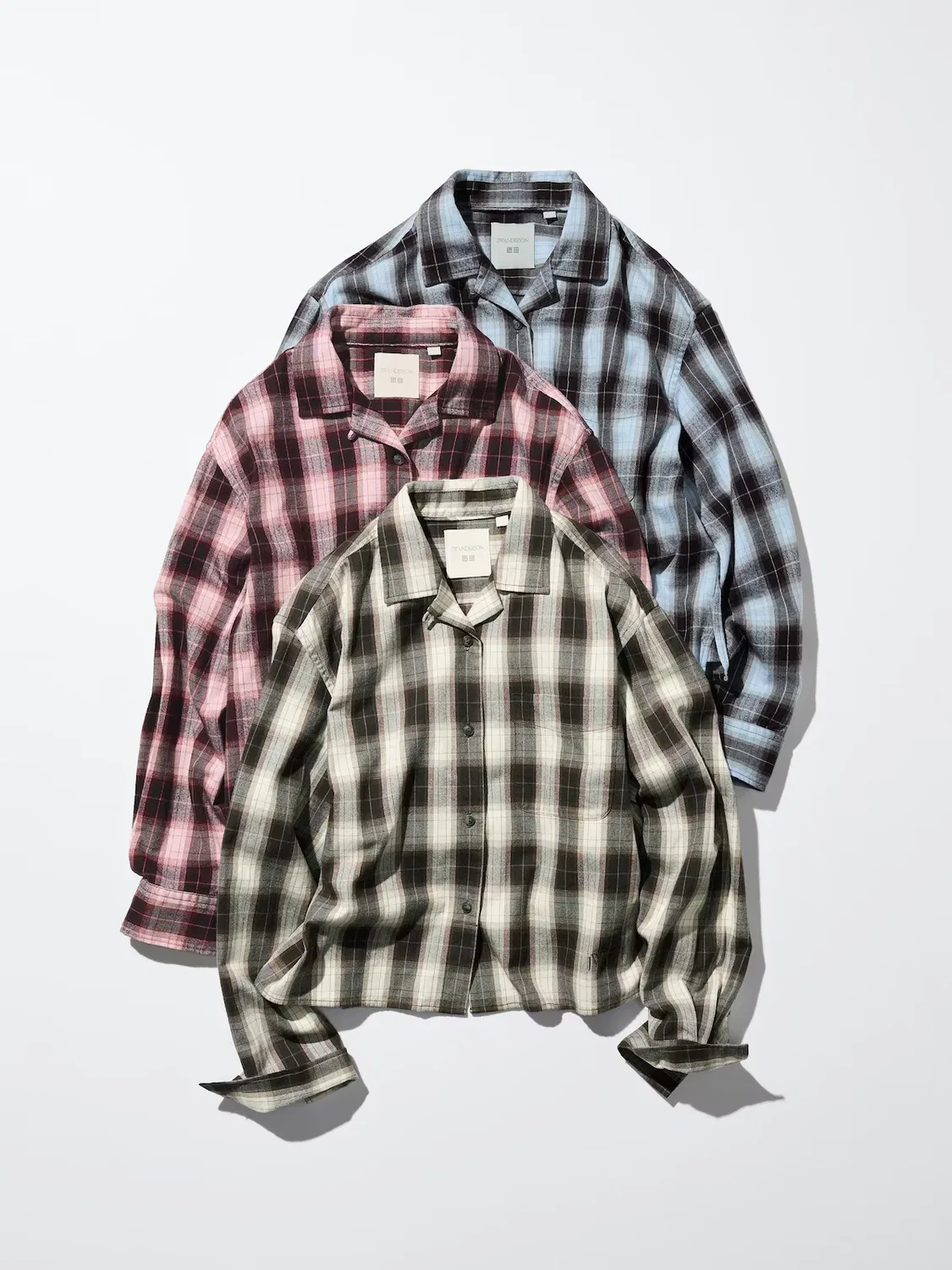 Рубашка Uniqlo, фланелевая, свободный крой в клетку, натуральный — фото 3