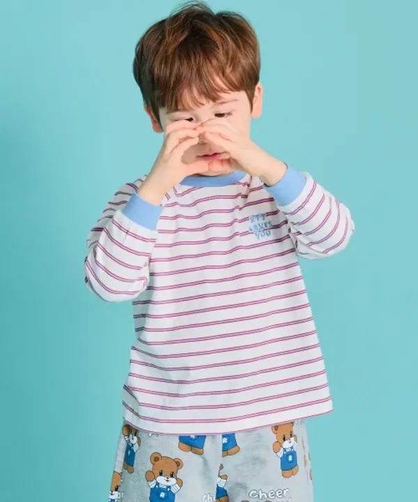 Футболка с полосатым принтом, Floral Stripe Rototobebe, айвори