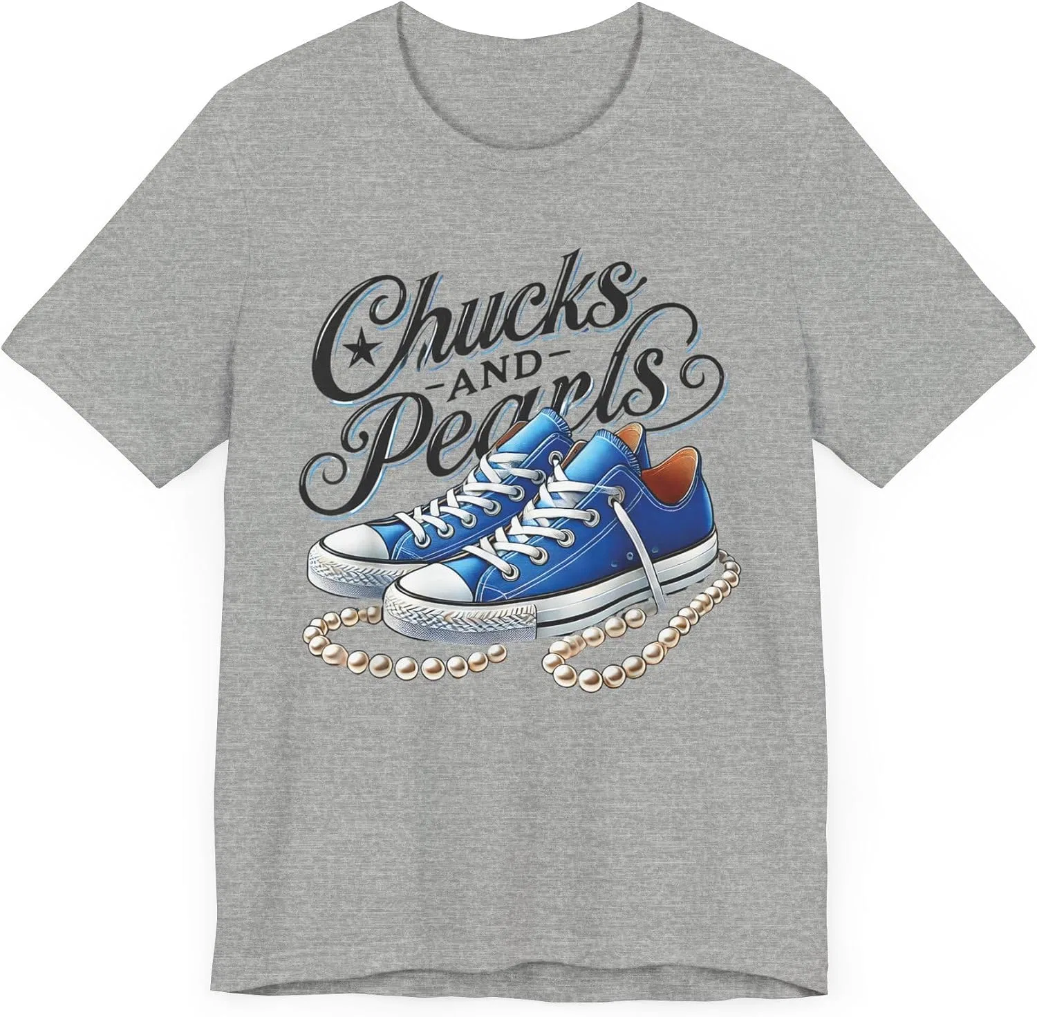 Футболка с принтом Chucks and Pearls Bella Canvas 3001, Athletic Heather — фото 3