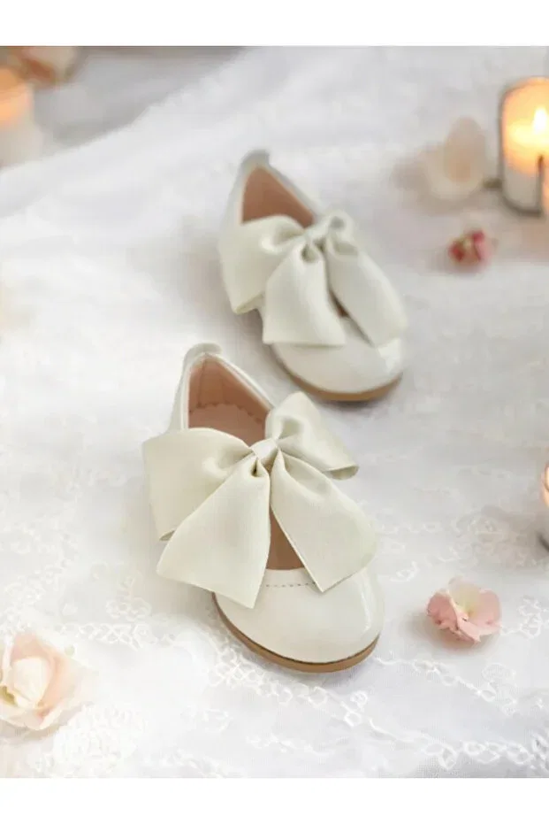 Детские балетки для девочек с бантом Patik Bebe, Cream — фото 2
