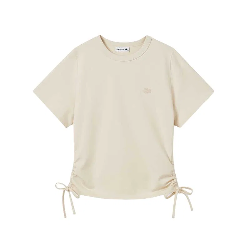 Женская футболка LACOSTE Moderate, с круглым вырезом, фиолетово-красная — фото 4