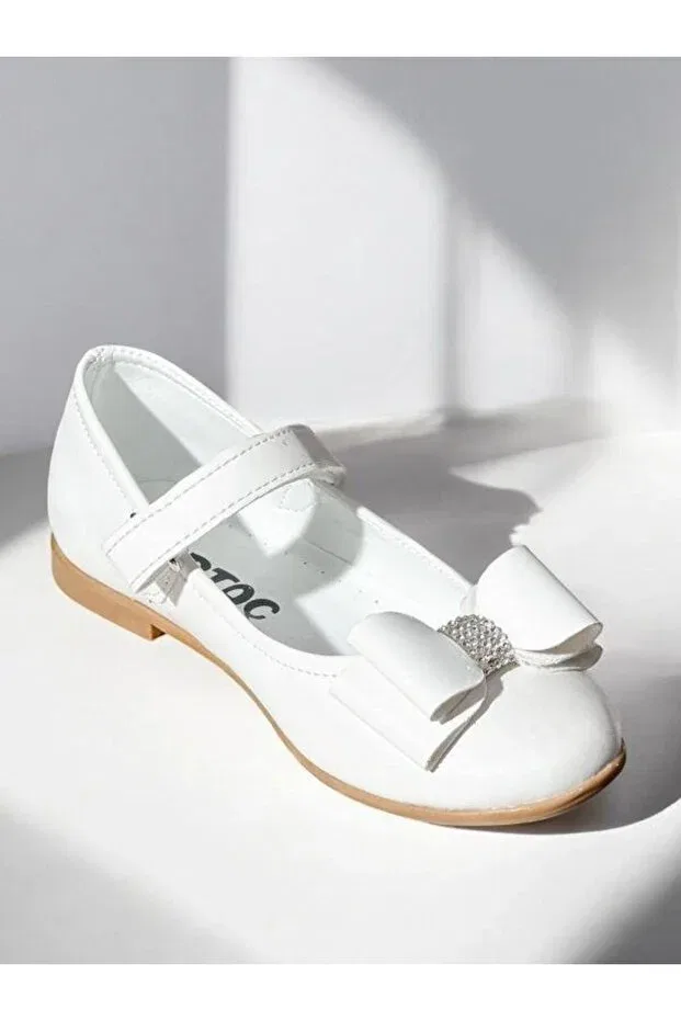 Детские балетки для девочек на плоском ходу Zekids, White — фото 4
