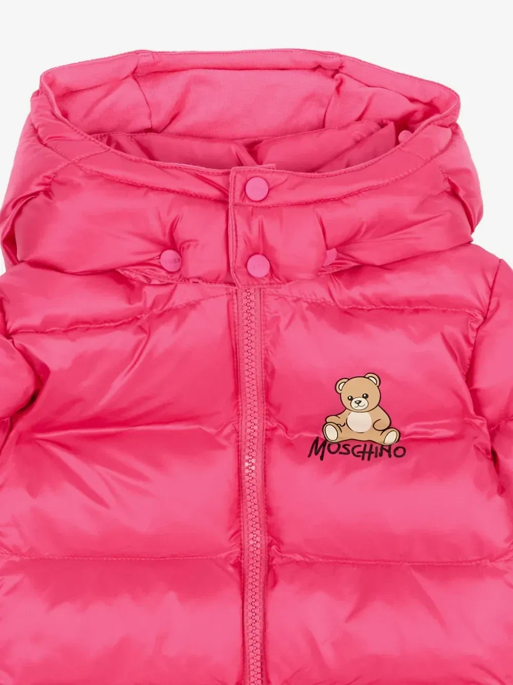 Пуховик с плюшевым мишкой Moschino Kids, розовый — фото 3
