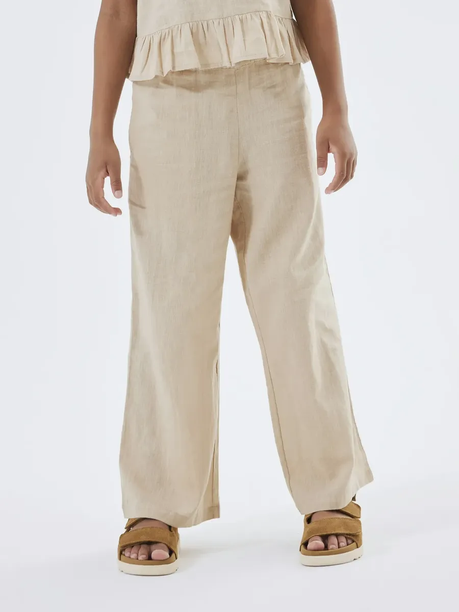

Тканые брюки Name It "NKFFALINNEN WIDE PANT NOOS", цвет Humus