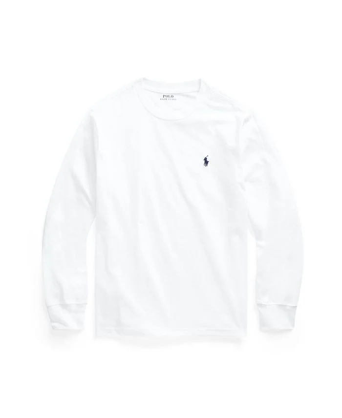 Футболка с длинными рукавами из хлопкового джерси Big Boys Polo Ralph Lauren, белый