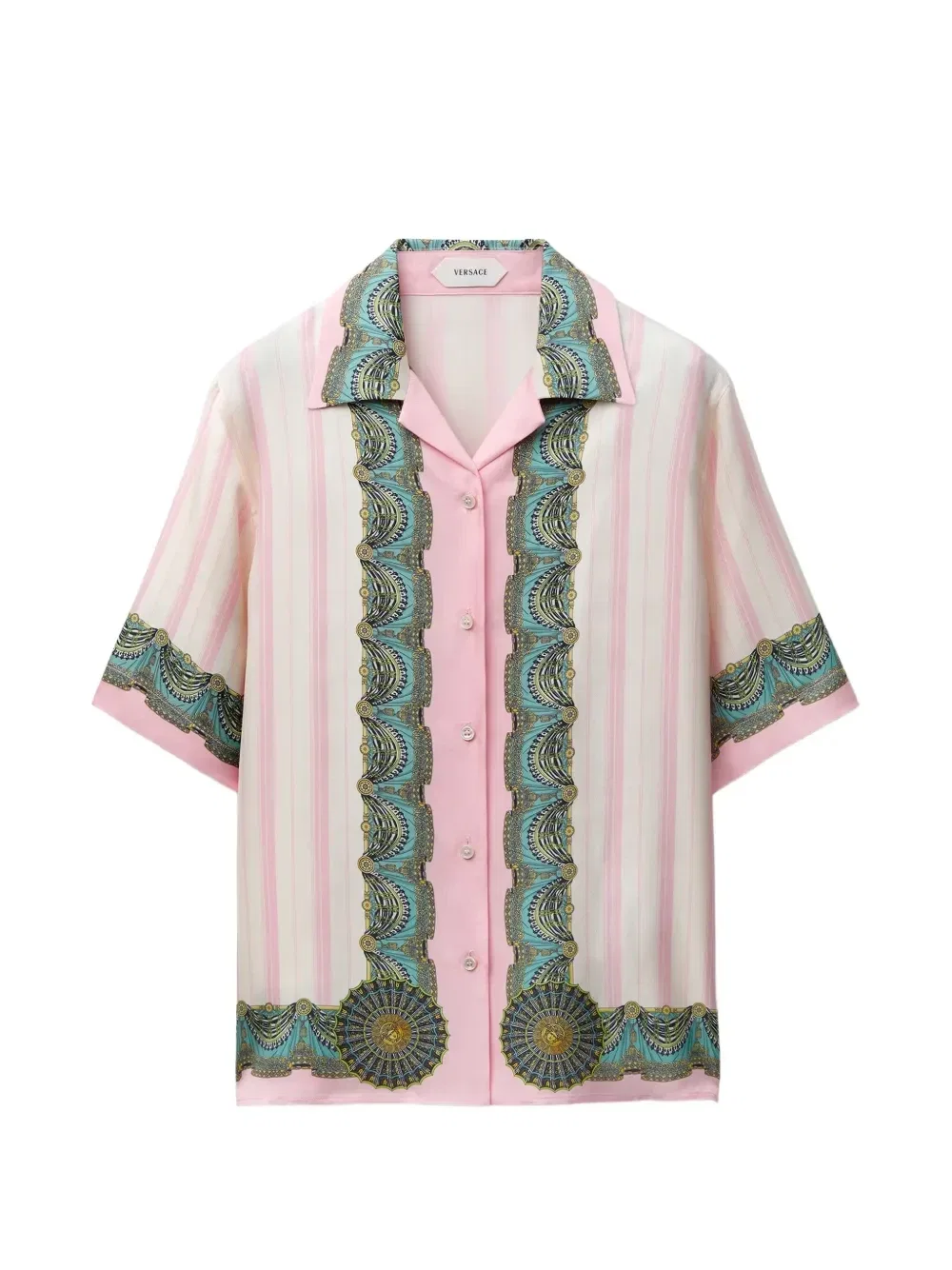 Рубашка из набивного шелкового твила Versace, розовый