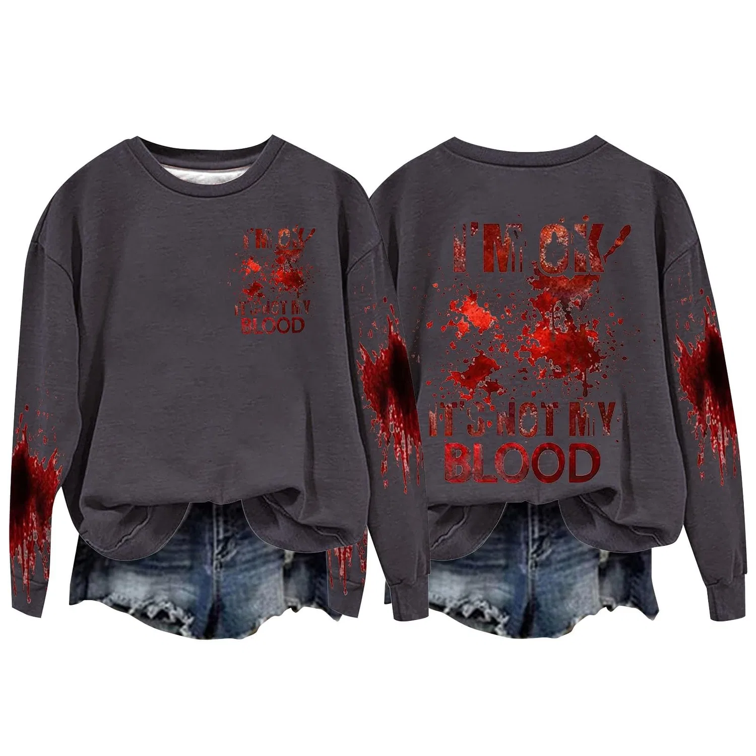 Женский худи с принтом I'M Ok Its Not My Blood, Z014 Dark Grey
